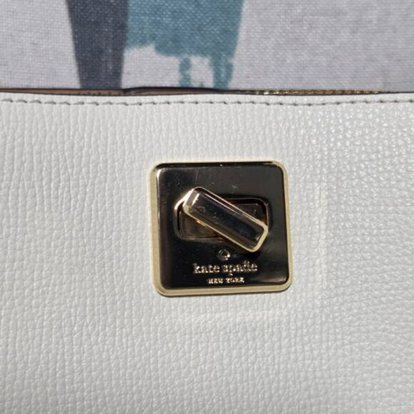 Kate Spade Phoebe Medium Top Handle Satchel In Meringue(White) Turnlock Closure - Picture 13 of 14